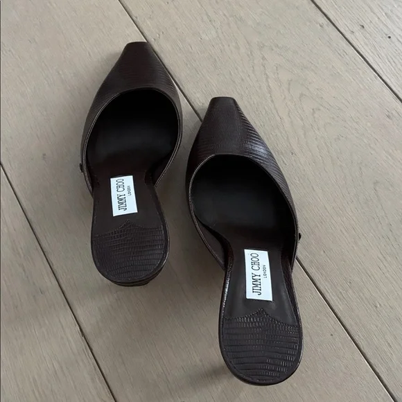 Jimmy Choo brown croc print kitten heel mules - Picture 4 of 7